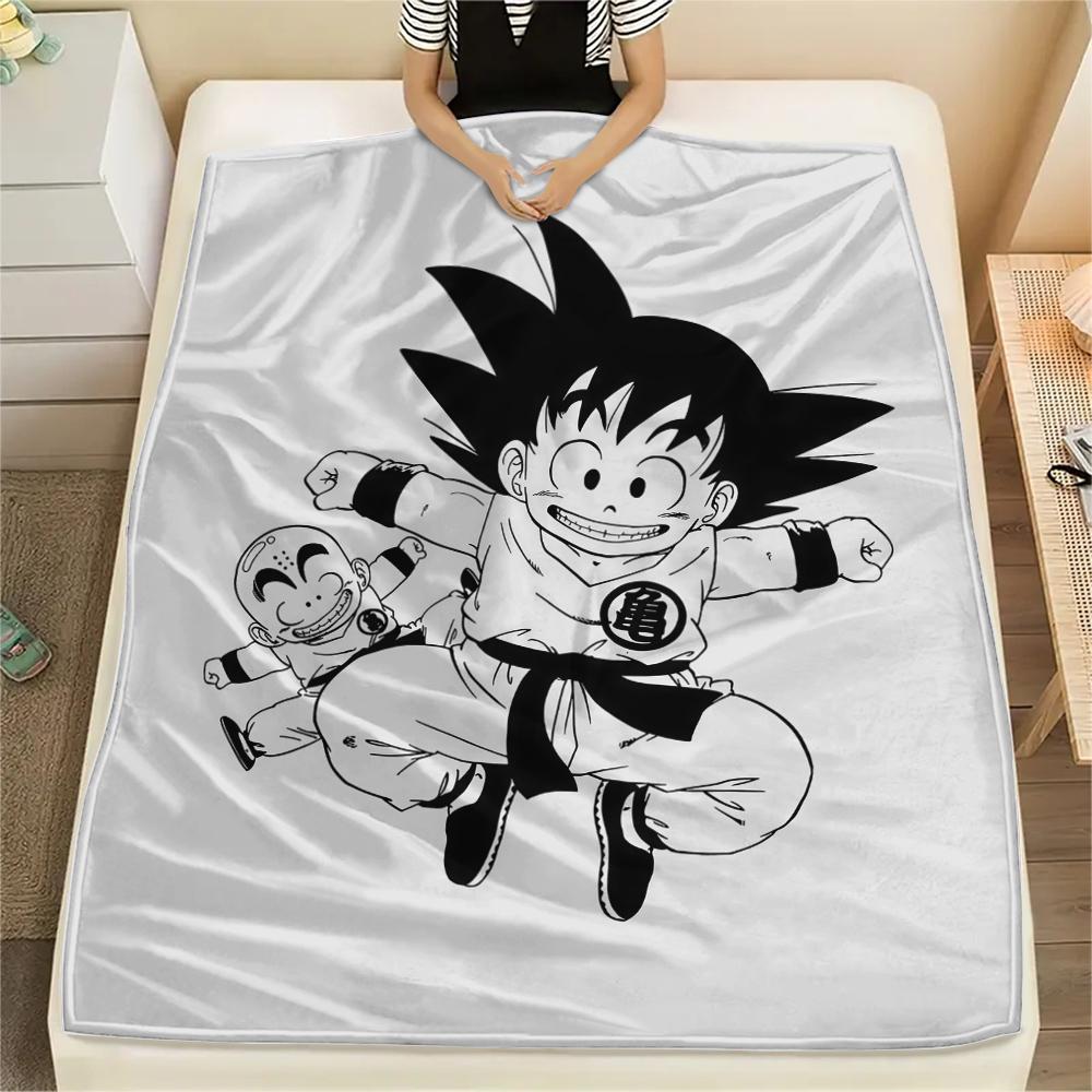 Son Goku Anime Print Flannel Blanket, Suitable for Bedrooms, Sofas, Beds, Chairs, Picnics, Travel -HE26