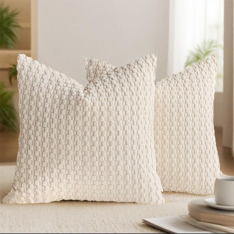 Solid Color Bubble Granule Corduroy Pillowcase Seat Cushion Protective Cover