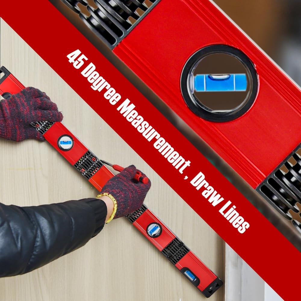 23,74 дюйма. Многоугольный измерительный инструмент для деревообработки, 5-секционный складной карманный пластиковый уровень с пузырьками 45°/90°/180°