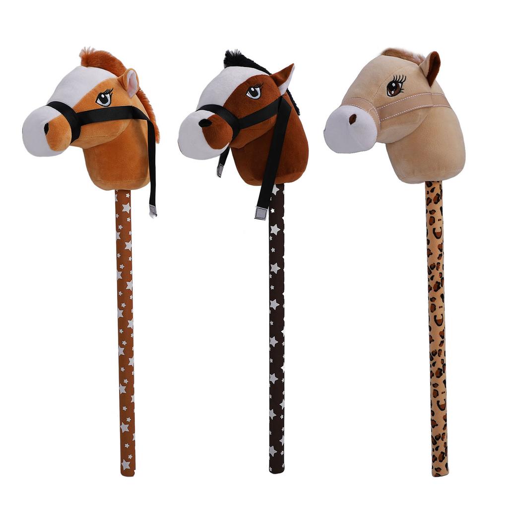 Stick Horse Plush with Neighing Galloping Sounds Pony Horseback Riding Game Stuffed Stick Horse Anim
