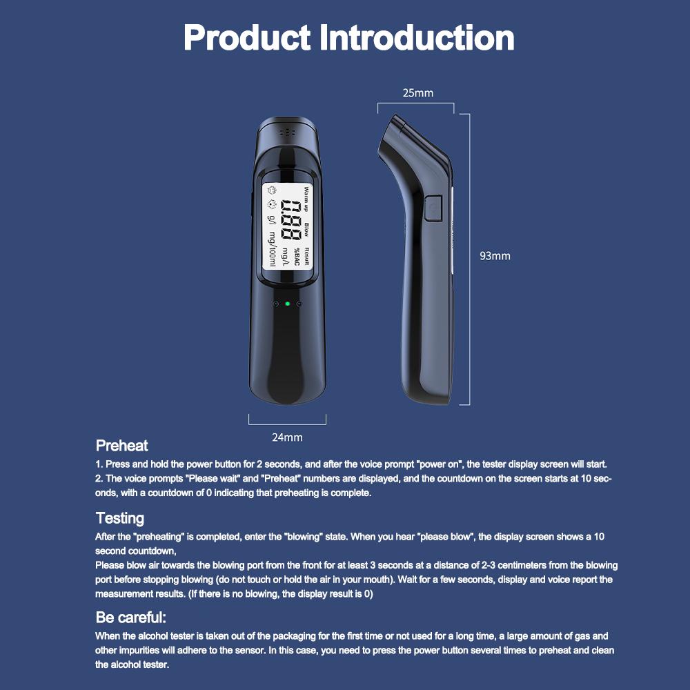 Portable Non-Contact Alcohol Tester with LED Display Alcoholmeter Alcohol Detector Breathalyzer Vehicle Diagnostic Tool Drunk Driving Prevent