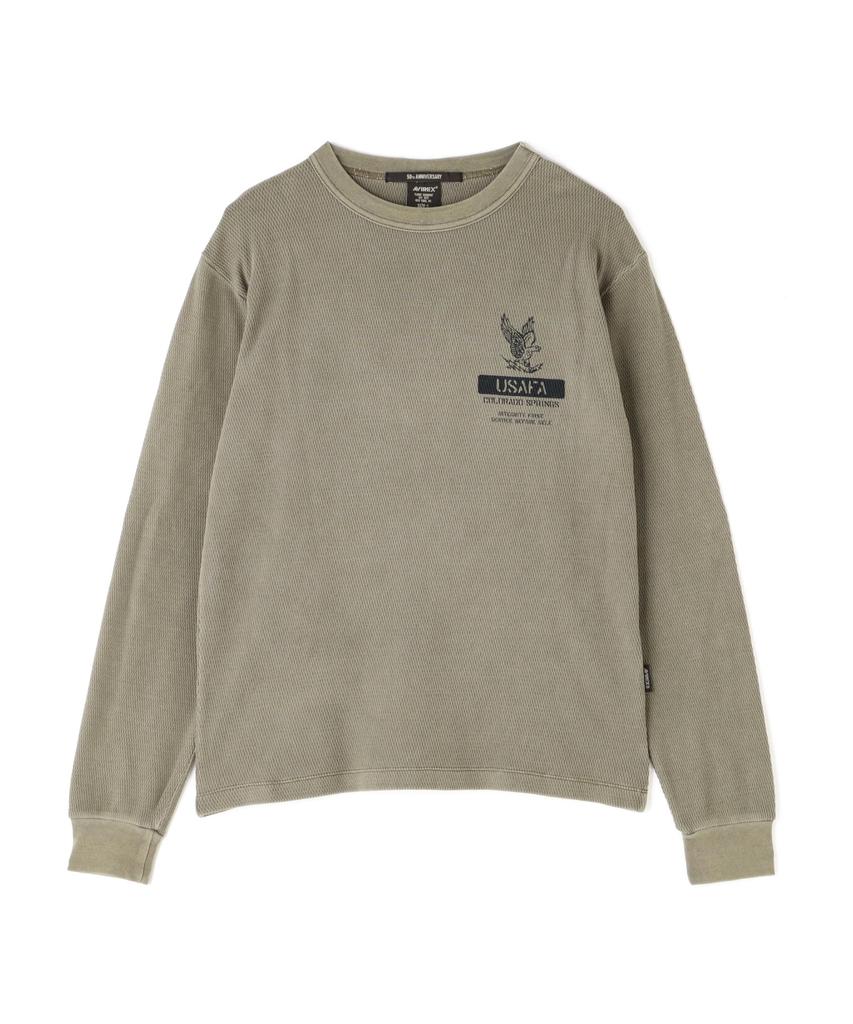 AVIREX Fade Wash Honeycomb Waffle Long Sleeve Size XL Olive T-Shirt, Men's T-Shirt, (310), (Product Code 783-5130010)