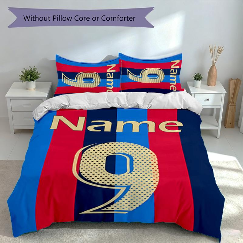 3pcs Custom Name Football digital jersey Set,Includes 1 Duvet Cover and 2 Pillowcases,All-season Bedroom Decor