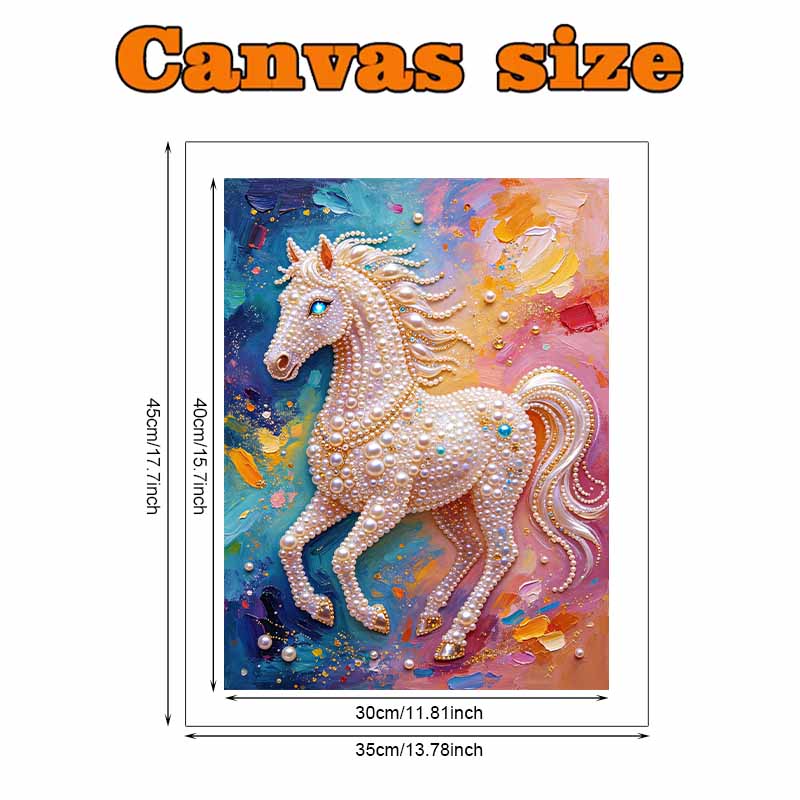 Pearl Painting 5D DIY Pearl Gemstone Art Elegant Horse Diamond Painting Kit for Adults/Beginners Gift Ideas Home Decor Wall Decoration Art
