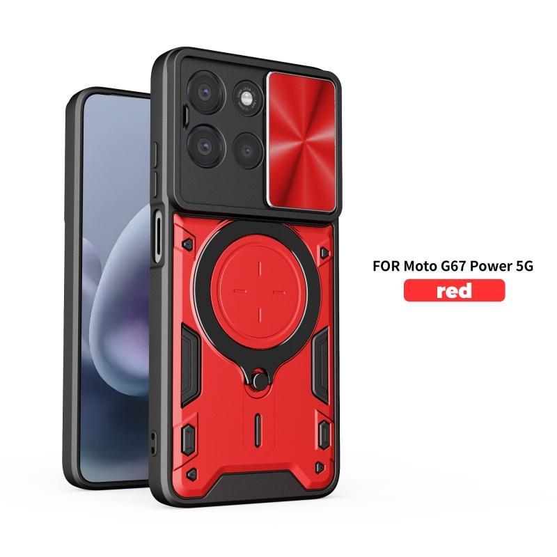 Чехол для Motorola Moto G67 Power 5G с магнитным держателем для автомобиля, кольцом, защитой-слайдером для камеры