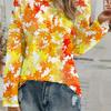 Maple Leaf Pattern Printed Long Sleeve T-shirt, Spring And Autumn Fashion Round Neck Top, Women's Wear