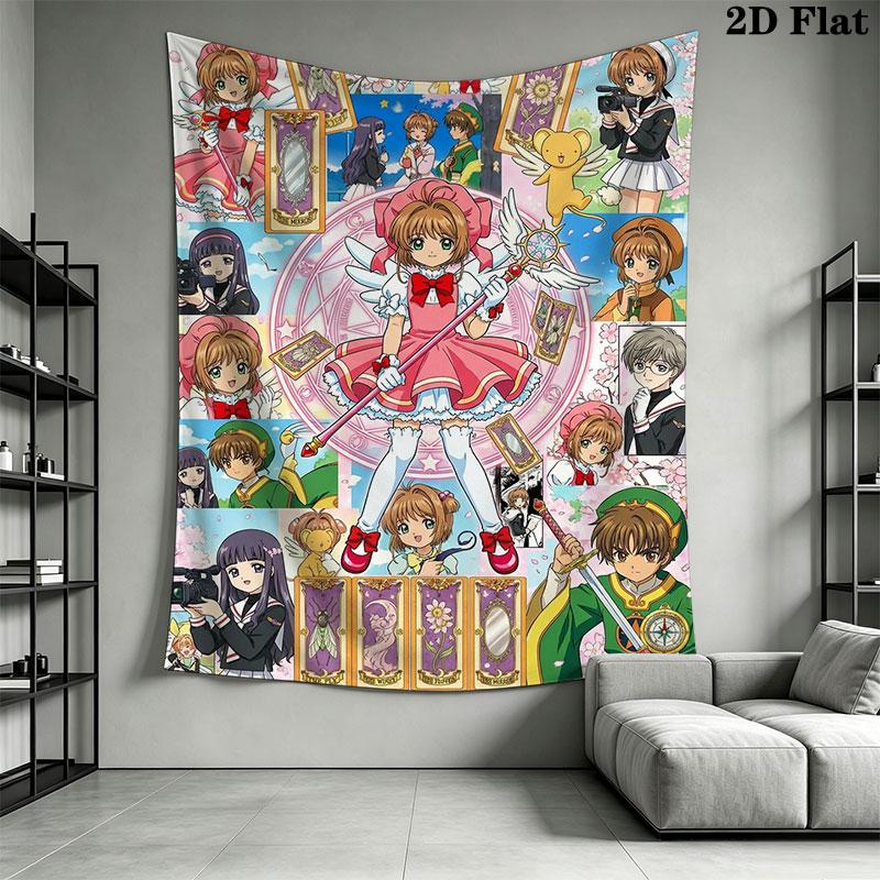 Cardcaptor Sakura Wall Hanging Printed Fabric Blanket Decorative Tapestries for Bedroom Living Room Home Decor