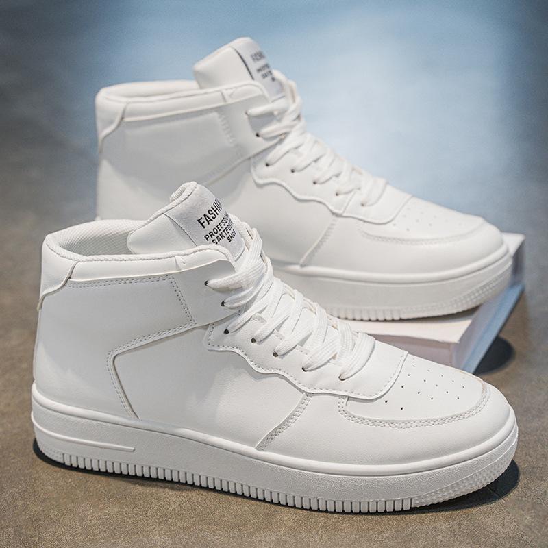 Высокие белые кроссовки Мужская осень Новая дышащая обувь для студентов Мужская модная универсальная обувь на толстой подошве Повседневная обувь