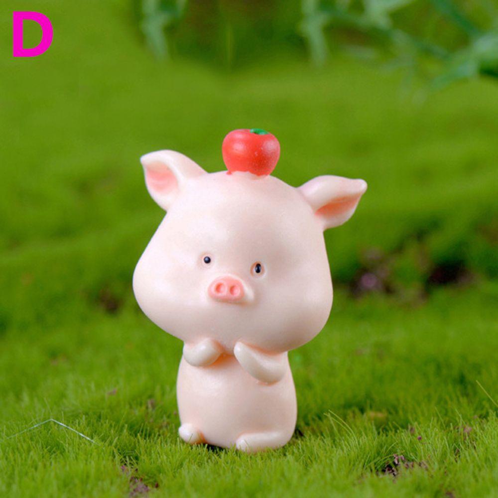 Cute Garden Home Decor Bonsai Decoration Figurine Micro Pig Family Resin Ornaments Miniature Model
