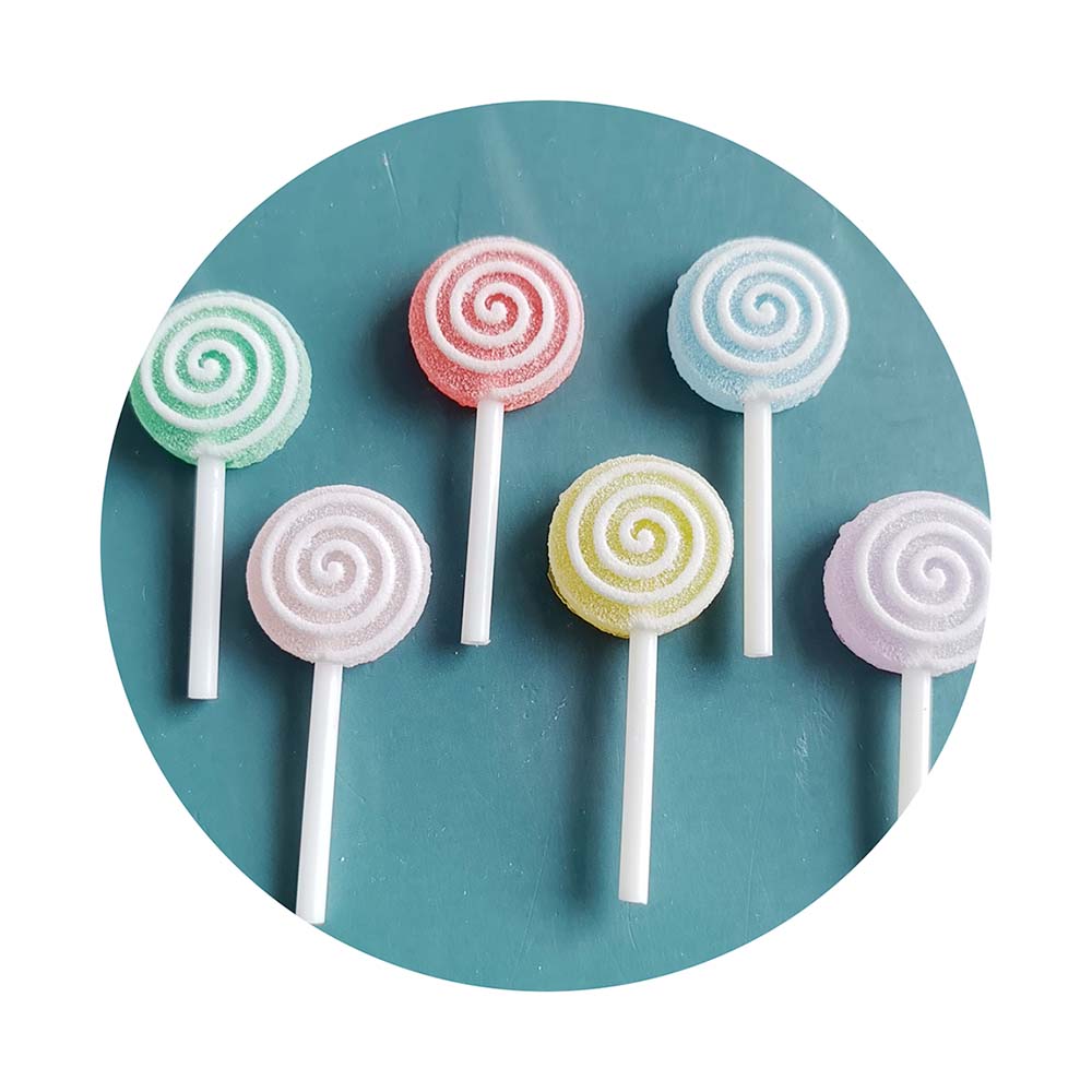 100pcs Resin Cute Candy Lollipop Flat Back Cabochon Scrapbooking for Crafts Making Jewelry Accessories