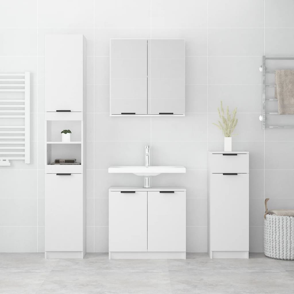 4 Piece Bathroom Furniture Set White Particleboard