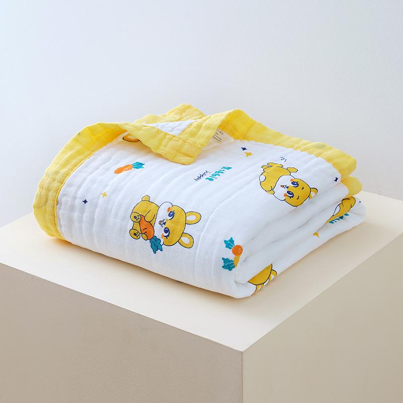 110x110cm Class A Pure Cotton Baby Bath Towel, Six-layer Gauze with Wide Hem, for Infants and Toddlers