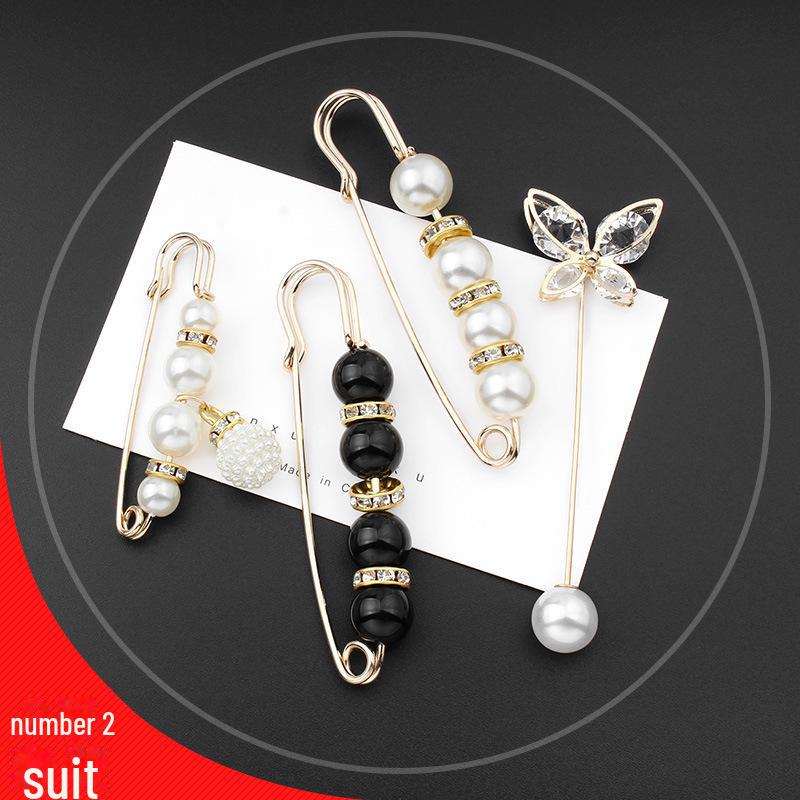 Pearl Brooch Skirt Waist Anti-Exposure Pin and Decorative Shirt Collar Button