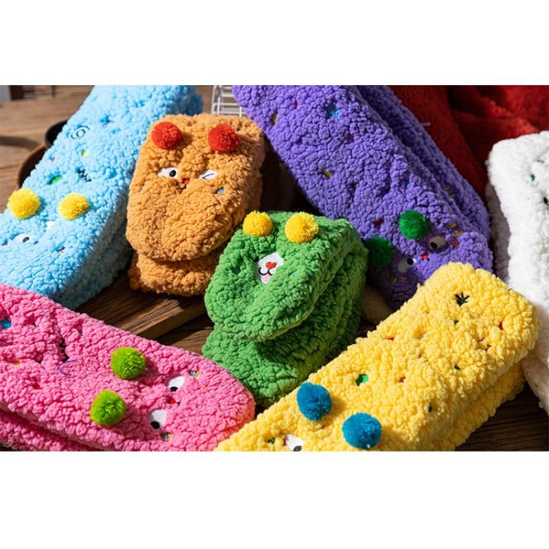 Носки из овчины для женщин, длиной до середины икры, милые домашние носки для осени и зимы, утолщенные и теплые, очень толстые носки для сна для домашнего использования