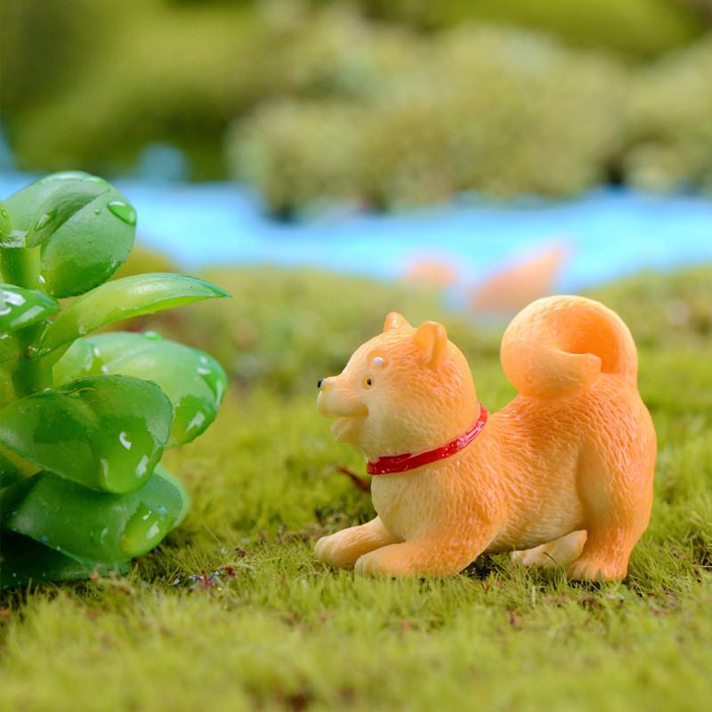 Adorable Akita Dog Figurine For Diy Succulent Decoration Resin Miniature