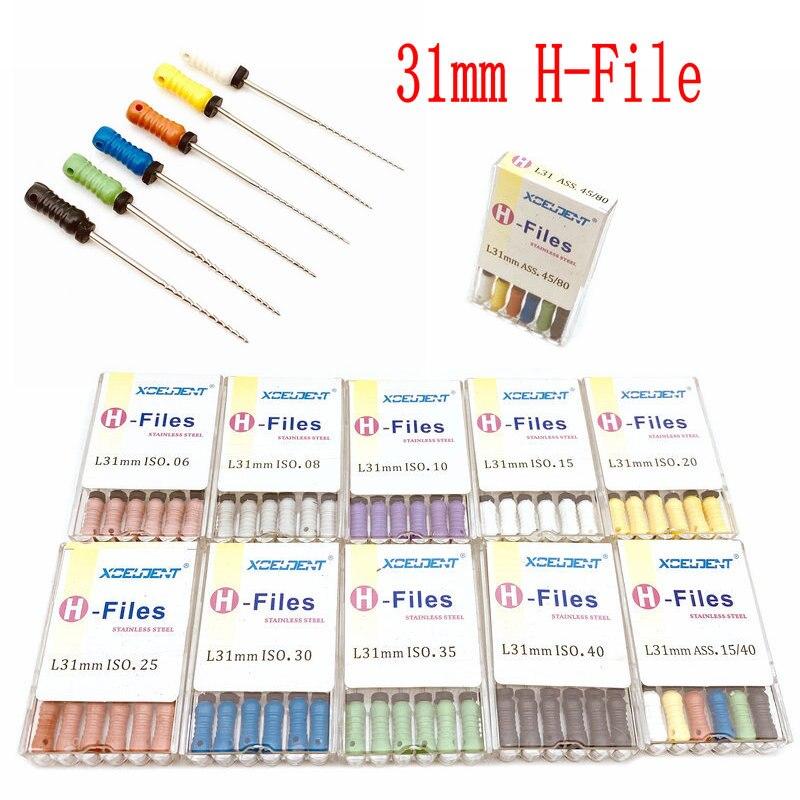 31 мм стоматологические H-файлы, эндо-файлы для корневых каналов, стоматологические ручные файлы, H-файлы из нержавеющей стали, инструменты для стоматолога