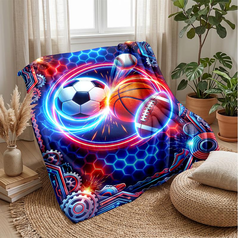 Sports in Motion Theme blanket Lightweight Warm Flannel Blanket Decorative Throw Blanket for Home Decoration