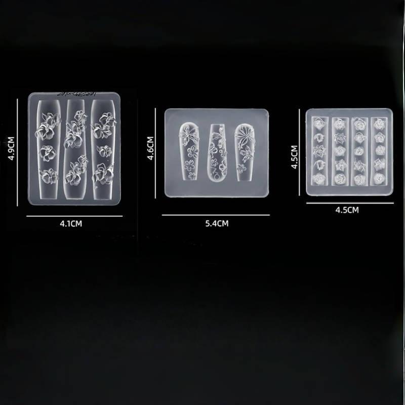 Набор силиконовых 3D-форм для ногтей в виде цветка розы, 2/3/4 шт./набор, прозрачные формы для лепки дизайна ногтей своими руками с цветочным лепестком, набор аксессуаров