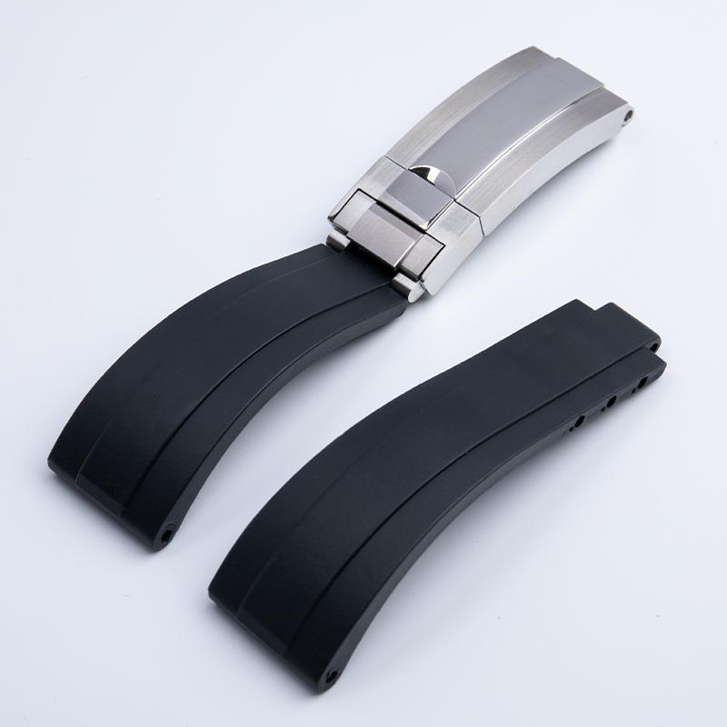 Резиновый короткий ремешок для часов с пряжкой 20/21 мм, подходит для Rolex Daytona Submariner Role OYSTERFLEX Yacht Master, силиконовый ремешок для маленького запястья
