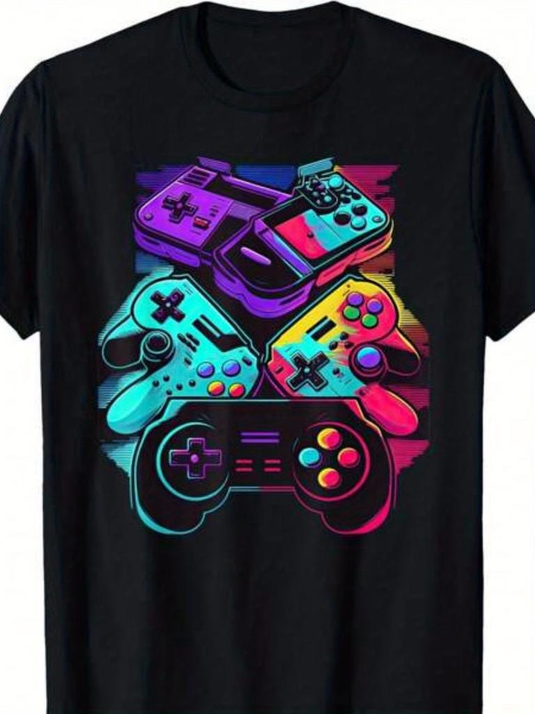 Men'S Plus Size Vintage Gaming T-Shirt - Retro Video Game Controller