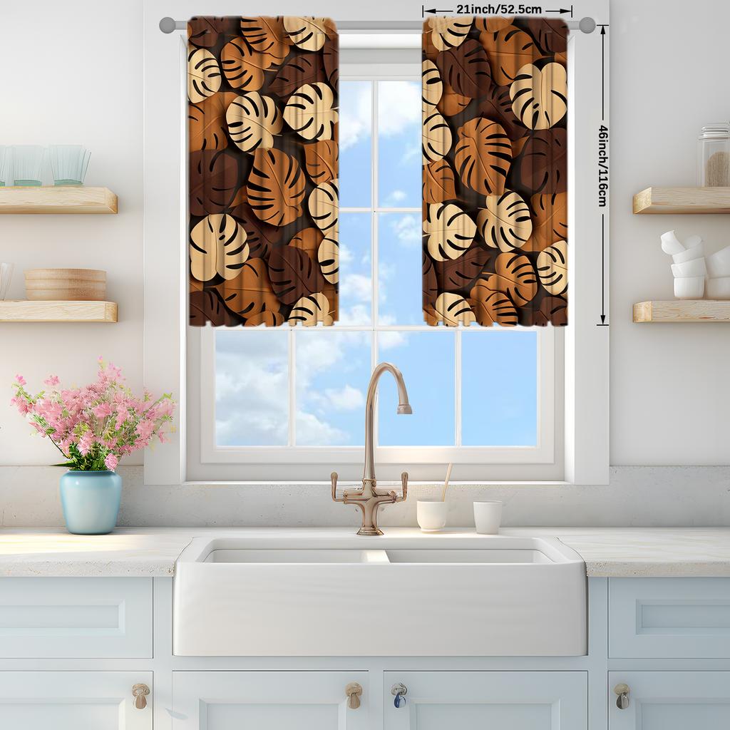 2 шт. занавески с рисунком листьев для домашнего декора - карниз для окон с карнизом для спальни, офиса, кухни, гостиной