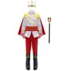 Kids Boys Medieval King Cosplay Costume Tops With Pants Belt Cape Headband Truncheon Socks Set Royal King Prince Roleplay Outfit