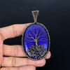 Подвеска из лазурита, ювелирное изделие из драгоценного камня ручной работы, подвеска «Древо жизни» с оплеткой из медной проволоки 999 пробы, уникальная дизайнерская ювелирная подвеска