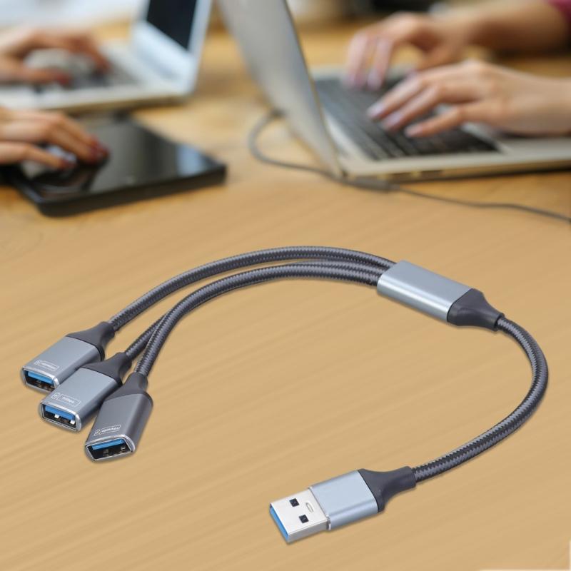 Кабель-адаптер USB (папа) с разветвителем на 1 порт USB 3.0 и 2 порта USB 2.0 для ноутбука, телевизора, павербанка, мыши