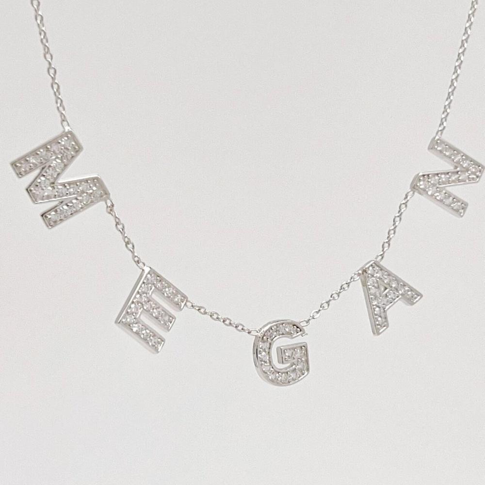 Customized Trendy 925 Sterling Silver Jewelry14K Gold-plated Necklace 10MM Zircon Letters Personalized First Name Necklace