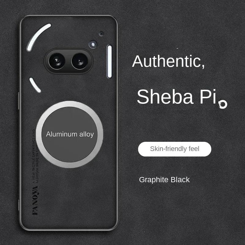 Business Retro Matte Lambskin Leather Case For Nothing Phone CMF 3A 2A 1 Pro Metal Magnetic Car Holder PU+TPU Soft Protect Cover