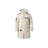 Li Ning Badfive Series Oversized Pocket Hooded Long Sleeve Down Jacket Men Outerwear Pearl-White AYMR319-1