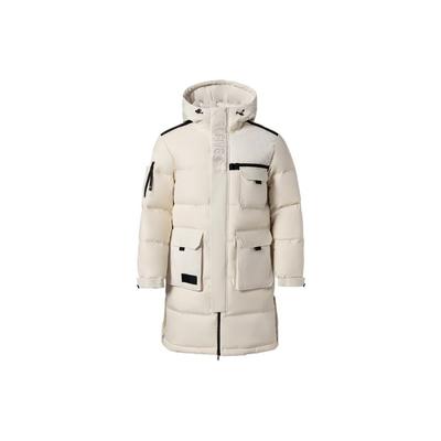 Li Ning Badfive Series Oversized Pocket Hooded Long Sleeve Down Jacket Men Upperwear Pearl-White AYMR319-1