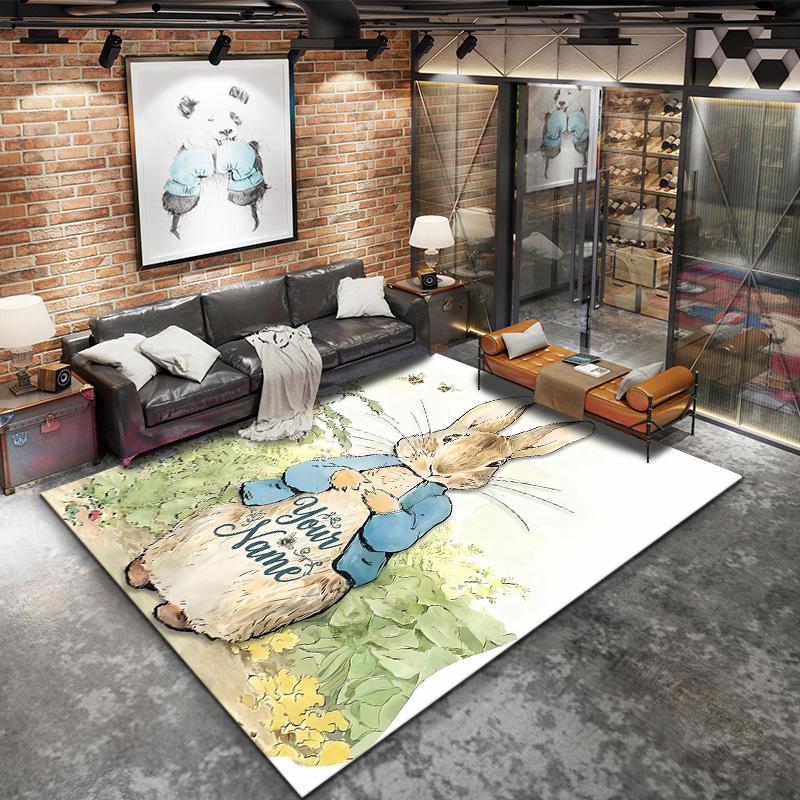Peter Rabbit Adventure Custom Name Carpet Rug For Living Room Bedroom Home Sofa Decoration Kids Play Nonslip Floor Mat