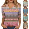 Women's Fashion Everyday Everything Casual V-neck Seven-point Sleeve Printed T-shirt Top