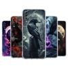 Прозрачный чехол для телефона для Samsung Galaxy A56 A36 A25 A16 A14 A12 A22 A24 A42 A06 A20 A30 A40 Мягкий чехол из ТПУ Черный Ворон Fundas