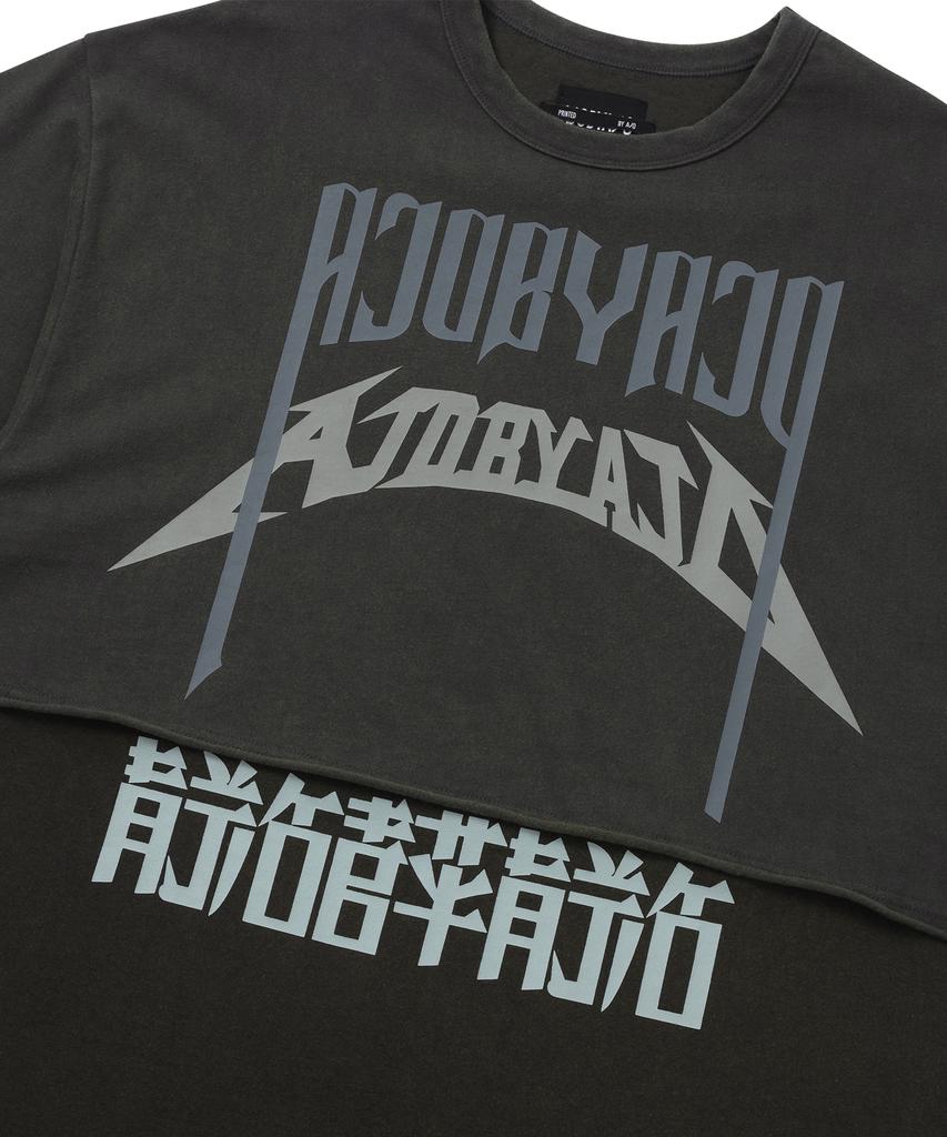 AJOBYAJO [Pba] Arch Logo Washed Layered T-Shirt [Charcoal]