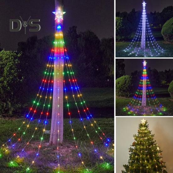 Рождественская елка каскадные мерцающие огни 8 режимов Регулируемая функция таймера Водонепроницаемый Простая установка каскадные мерцающие огни для елки