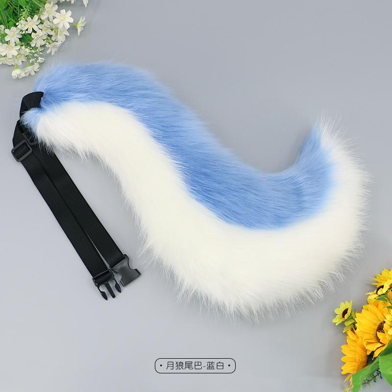 Moon Wolf Tail JK Girl Косплей Аксессуары Искусственный мех Волчий хвост Женщины Лолита Фурри Косплей Хвосты животных Хэллоуин Ролевая игра для вечеринки