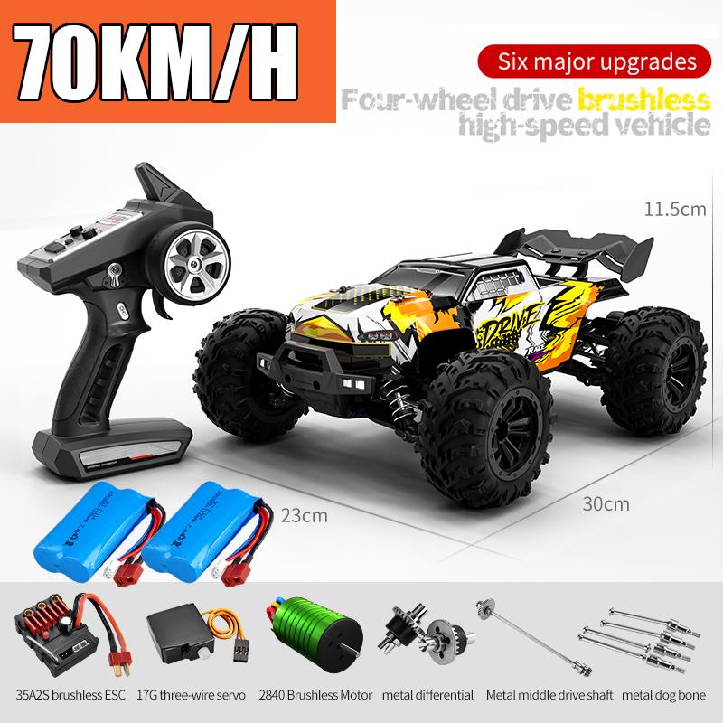 Радиоуправляемая машина Внедорожник 4x4 Высокоскоростная 75 км/ч Машина на пульте управления со светодиодной фарой Бесколлекторный 4WD 1/16 Монстр-трак Игрушки для мальчиков Подарок
