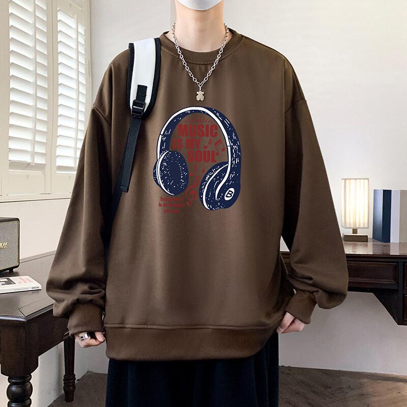 Весенний свитер больших размеров мужской свободный с круглым вырезом в гонконгском стиле для полных мужчин, универсальная повседневная одежда