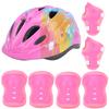 7pcs Kids Skating Bike Protective Gear Set Safety Helmet Knee Elbow Wrist PadPink Colorful Kids