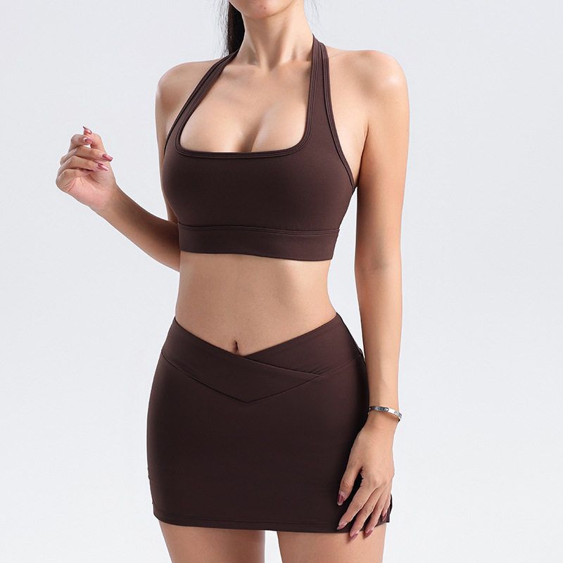 Fashion Thick Shoulder Strap Halterneck Beauty Back Exercise Bra High Intensity Training Running Workout Clothes Bubble Wrap Yoga Intimates Female