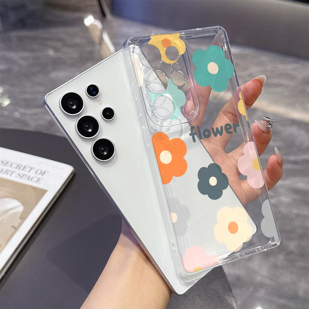Цветы с надписью 'flower' Чехол для телефона Samsung Galaxy S26 S25 S24 S23 S22 S21 S20 FE Plus Прозрачный ТПУ Защитный чехол