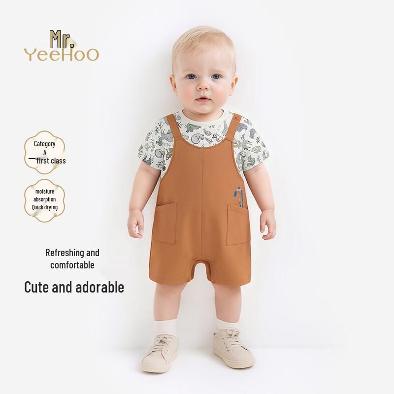 YEEHOO Baby Boy Summer Short-Sleeve Jumpsuit