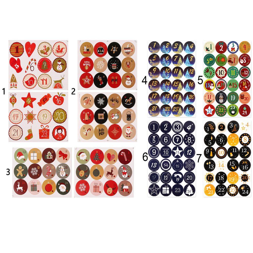 Biscuit Candy Self Adhesive Advent Calendar Number Christmas Label Paper Sticker Packaging Labels