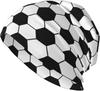Soccer Football Black White Texture Beanie Hat Warm Skull Cap Adult Knitted Hat Baggy Slouchy Chemo Cap for Women Unisex