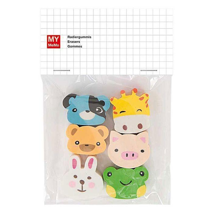 Gommes - RICO DESIGN - Têtes d'animaux - Multicolore - Mixte - 3x3 cm