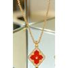 Vintage Court Style Brati White Fritillary Set Four-Leaf Clover Red Agate Bracelet