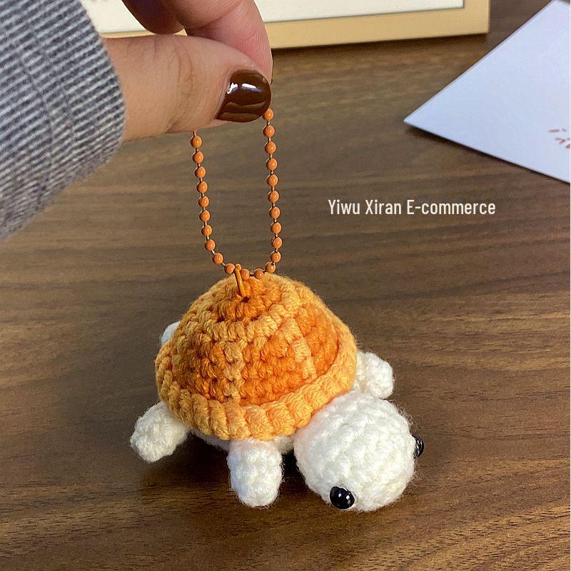 Милый брелок для ключей в виде черепахи, связанный крючком - мини-сумка из шерсти с рисунком