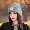 Winter Fashion Warm Wool Hat Female Cute Cat Ears Knitted Hat Warm Ear Protector Hat